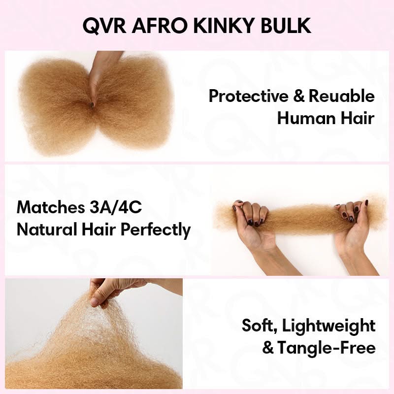 Onimehair™ Honey Blonde Color Afro kinky Bulk Hair Extensions For Braiding Dreadlock Human Hair - Onime Hair