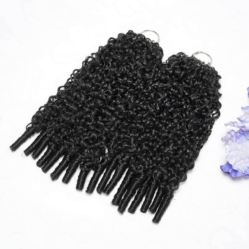 Onime Burmese Curly Crochet Hair Natural Black Machine Made Feather Crochet Human Hair Extension