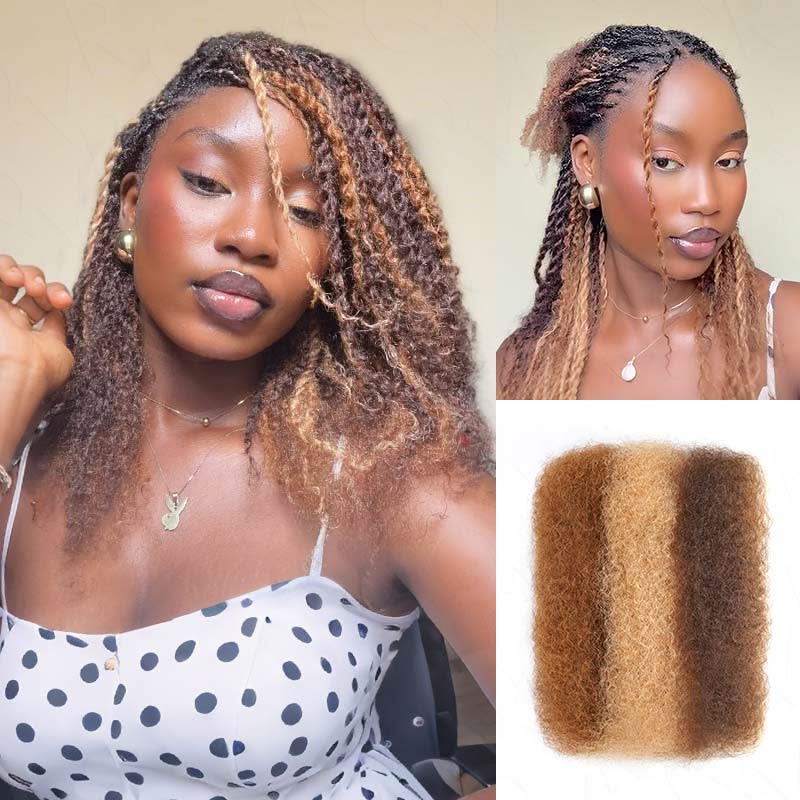 Onimehair™ #P4/30/27 Color Afro Kinky Bulk Human Hair For Braiding Dreadlock Hair - Onime Hair