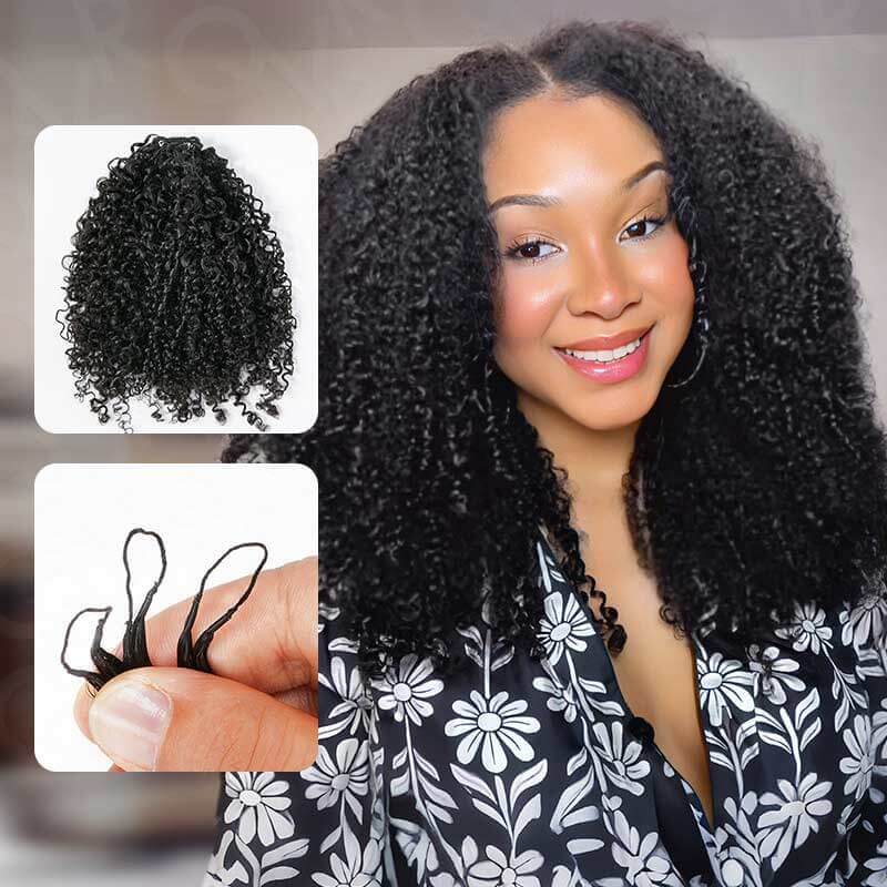 Onime Burmese Curly Crochet Hair Natural Black Machine Made Feather Crochet Human Hair Extension