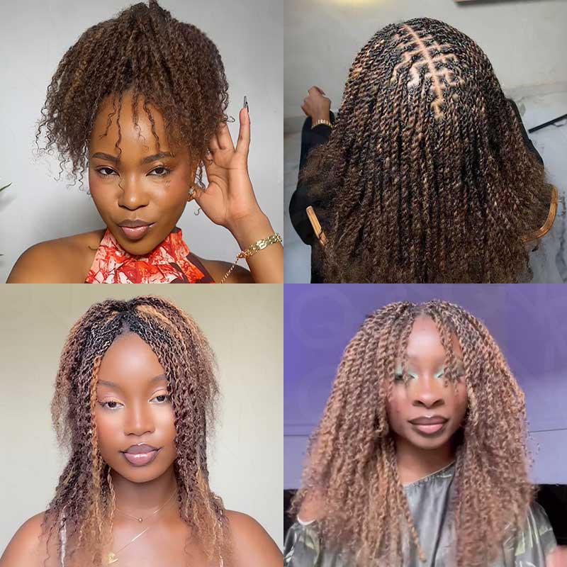 Onimehair™ #P4/30/27 Color Afro Kinky Bulk Human Hair For Braiding Dreadlock Hair - Onime Hair