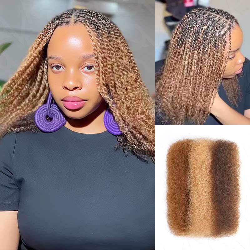 Onimehair™ #P4/30/27 Color Afro Kinky Bulk Human Hair For Braiding Dreadlock Hair - Onime Hair