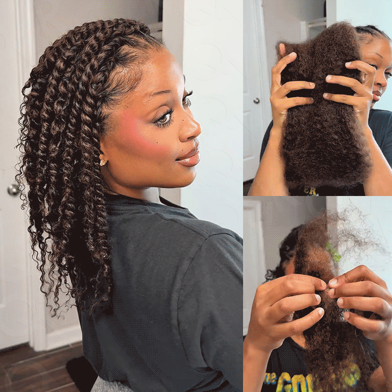 Onimehair™ Dark Brown Afro kinky Bulk Hair Extensions For Braiding Dreadlock Human Hair - Onime Hair