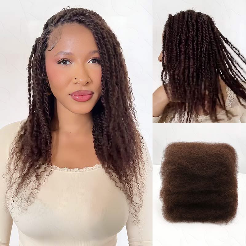 Onimehair™ Dark Brown Afro kinky Bulk Hair Extensions For Braiding Dreadlock Human Hair - Onime Hair