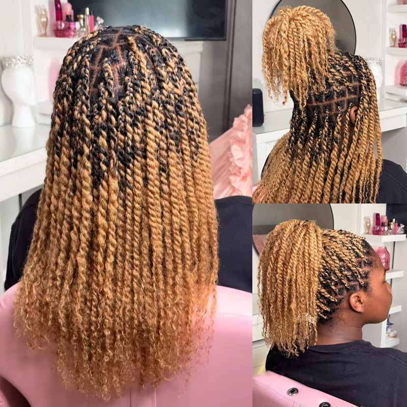 Onimehair™ Honey Blonde Color Afro kinky Bulk Hair Extensions For Braiding Dreadlock Human Hair - Onime Hair