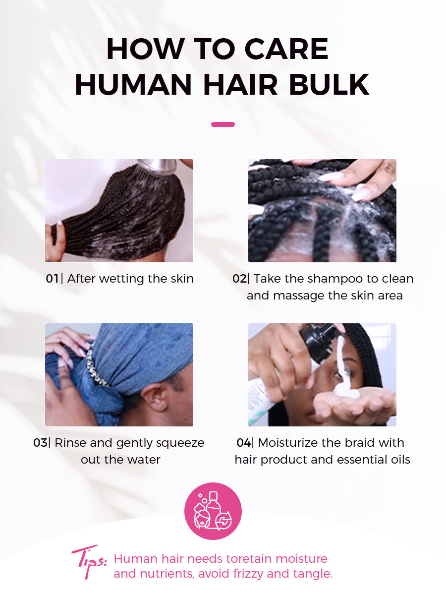 Lashey Human Hair Bulk Kinky Curly for Boho Braiding