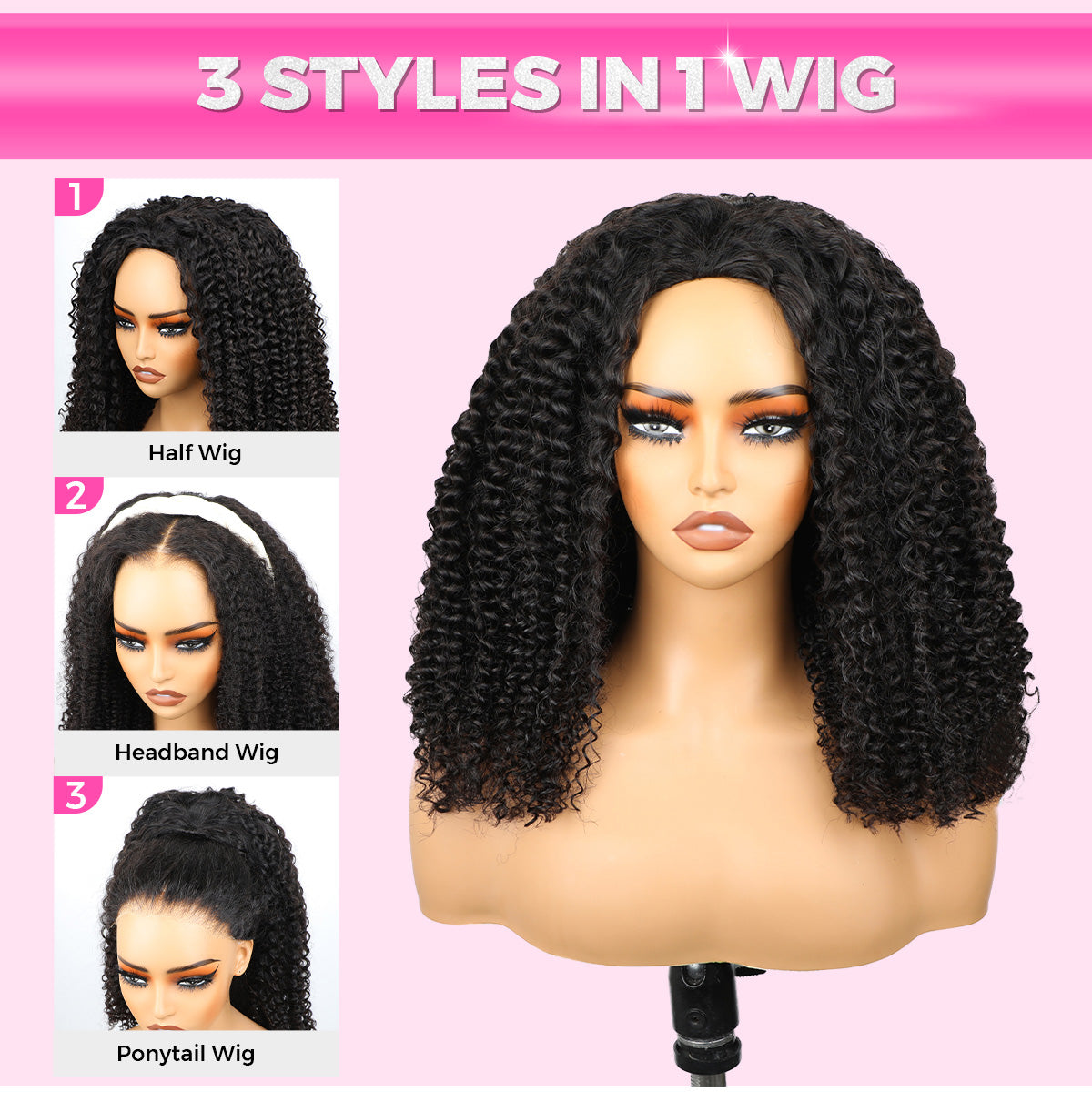 3 IN 1 HALF WIG