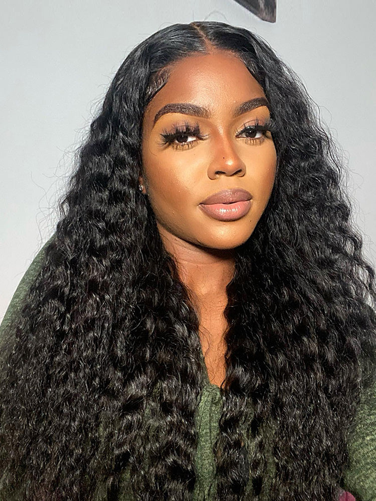 Onimehair™ 13x4 Swiss HD Lace Frontal Pre-bleached Water Wave Hair Pre plucked Lace Front Wigs