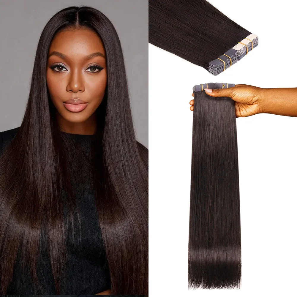 Onime Seamless Tape in Hair Extensions Silky Straight #2 Dark Brown Virgin Human Hair
