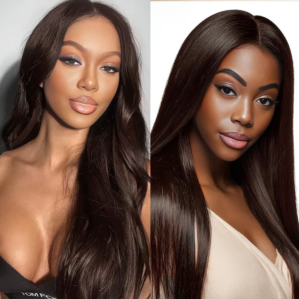 Onime Seamless Tape in Hair Extensions Silky Straight #2 Dark Brown Virgin Human Hair