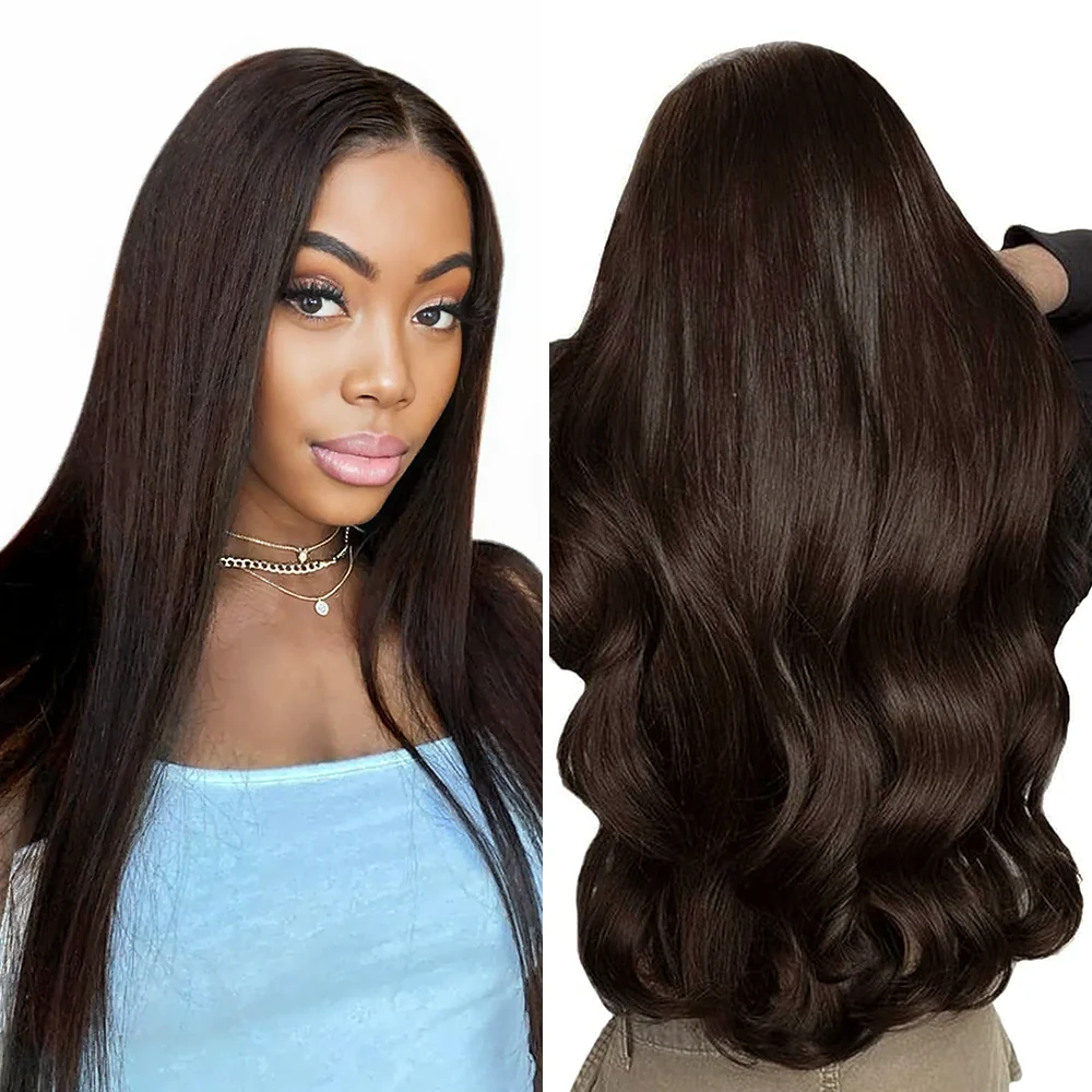 Onime Seamless Tape in Hair Extensions Silky Straight #2 Dark Brown Virgin Human Hair