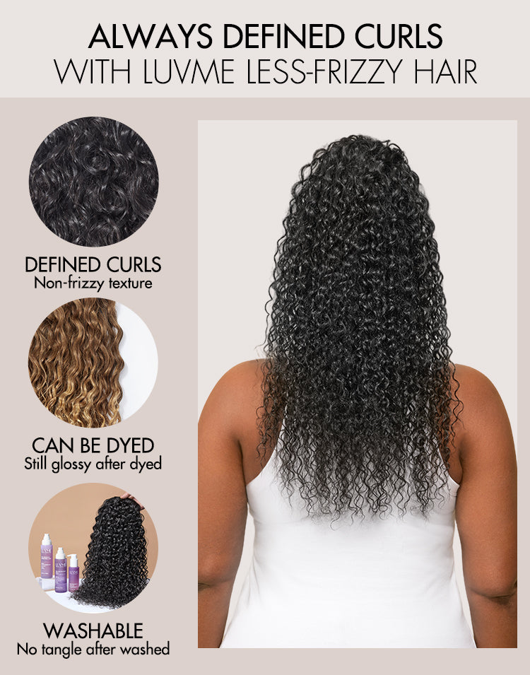 Water Wave Flexi-Fit Drawstring Ponytail Extension Human Hair Natural Black Curly Ponytail