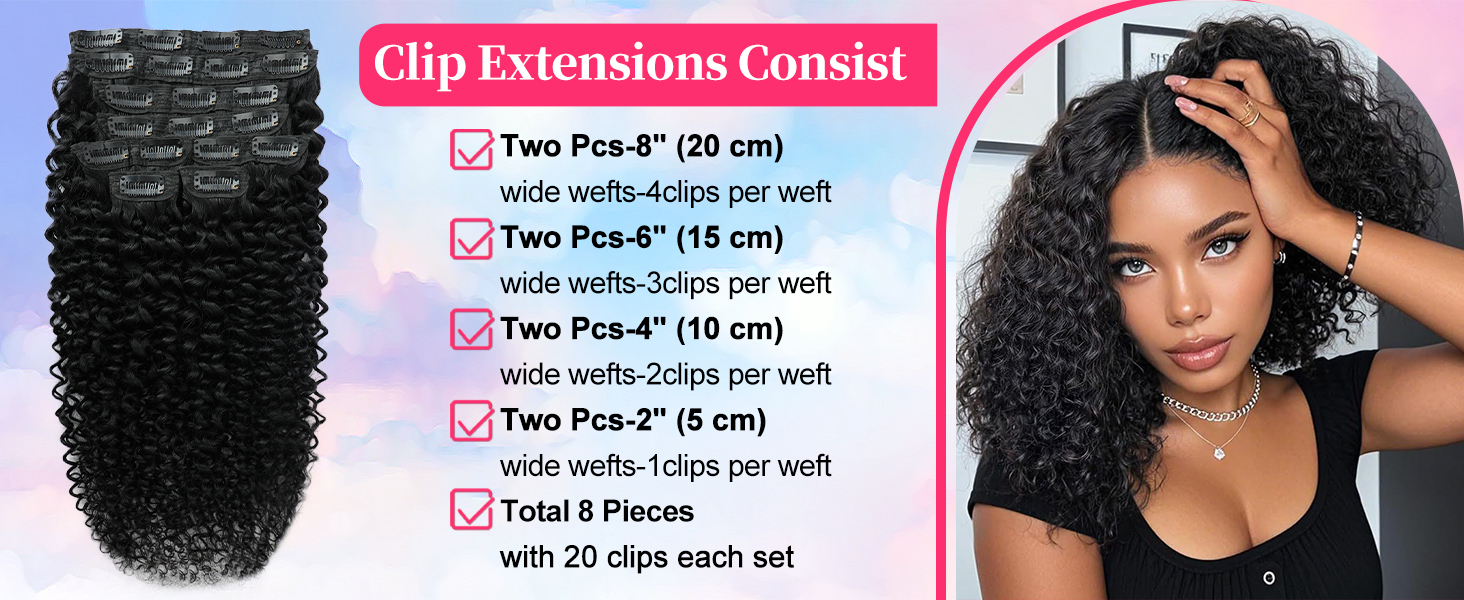 Kinky Curly Clip ins Human Hair