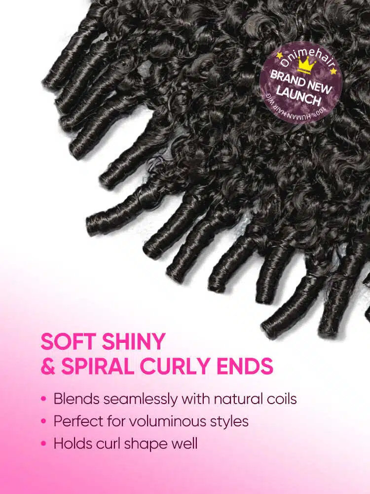 Onimehair™  3 In 1 Half Wig Burmese Curly Glueless Install Half Wig With Adjustable String Beginner Friendly
