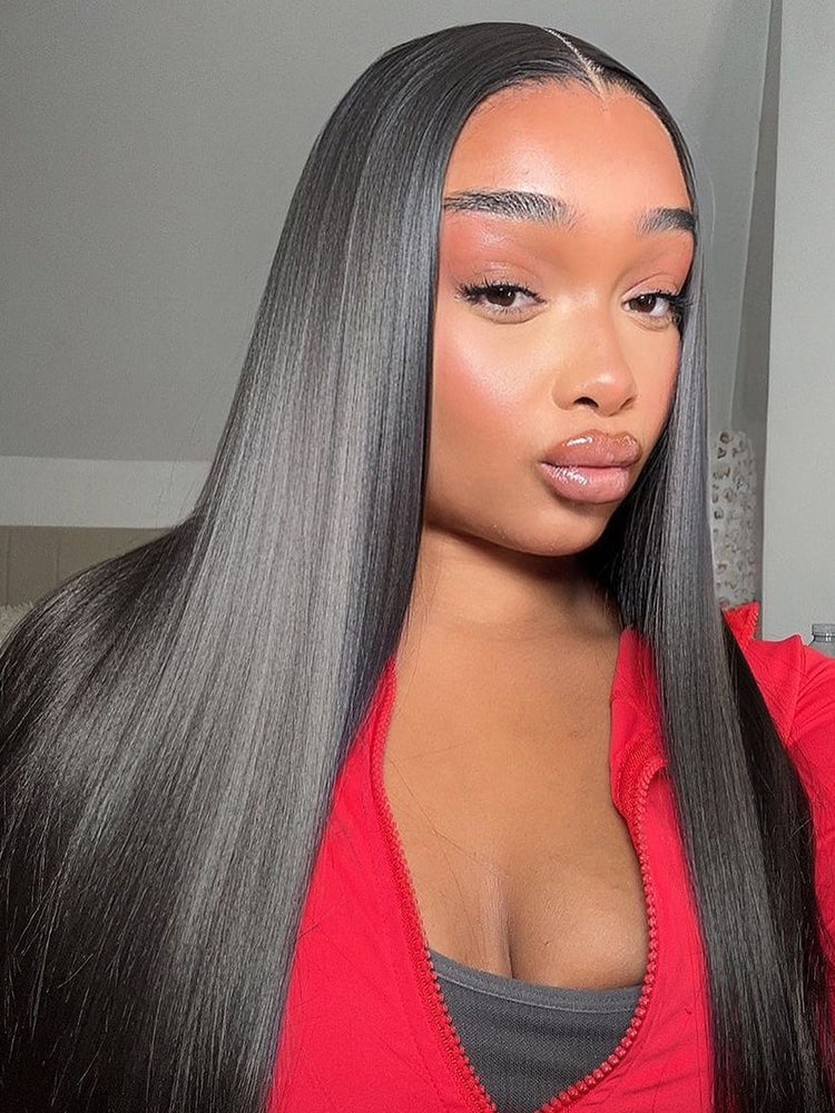 Onimehair™ Pre-bleached Straight Hair Wear Go Glueless Wig 13x4 Pre-cut HD Lace Pre-plucked