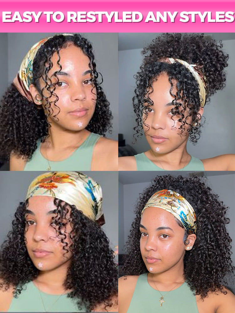 Onimehair™ Throw And Go onimehair Curly Headband Wig Glueless No Lace