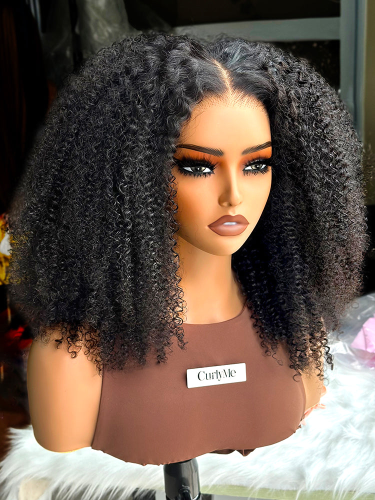 Onimehair™ Pre-bleached Wear Go Afro onimehair Curly 13x4 Pre-cut HD Lace Glueless Wig Pre-plucked