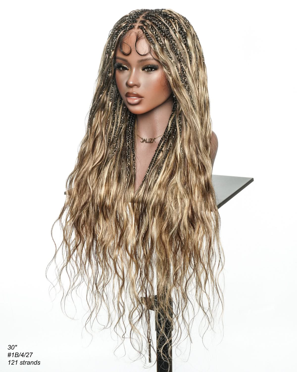 Michelle -  Salon-Style Braided Wig Bora Bora Human Hair Body Wave Pre Bleached Swiss HD Full Lace Boho Box Braids - Onime Hair