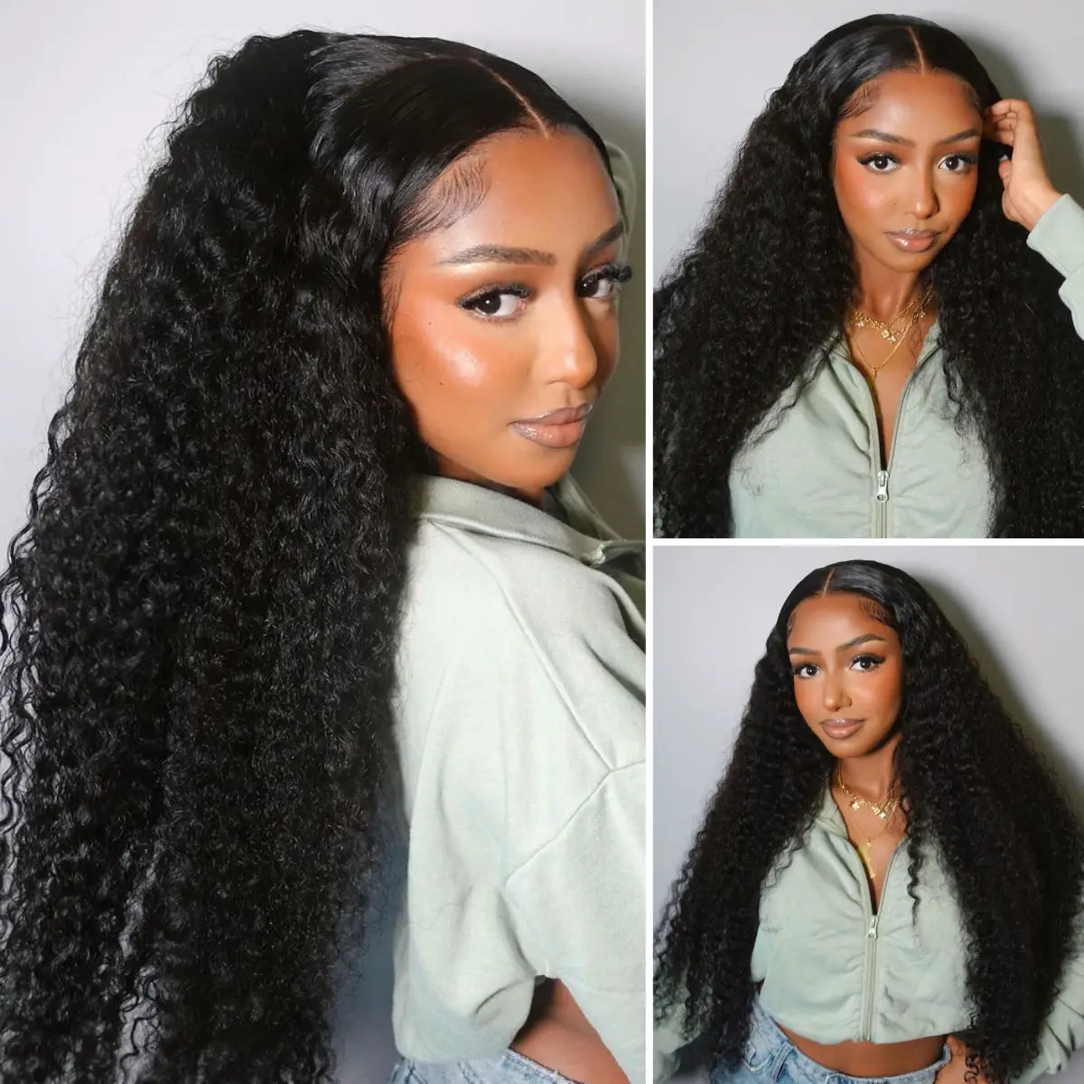 Onimehair 360 Water Wave Invisi Draw Strings Wear Go Glueless Pre-Bleached And Pre-Cut Lace Human Hair Wig