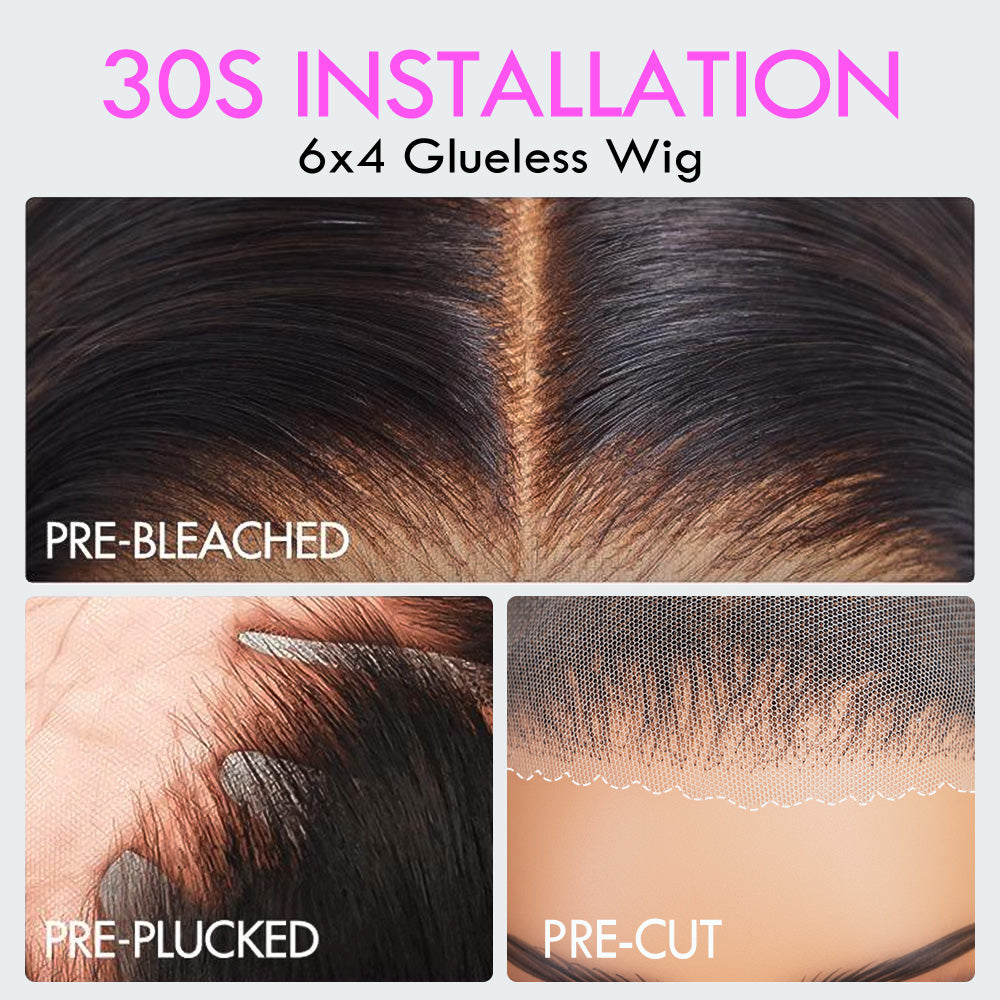 Onimehair™Pre Everything Water Wave 6x4 / 13x6 Lace Frontal Glueless Wigs Invisible Drawstring HD Transparent Lace Wig Flash Sale