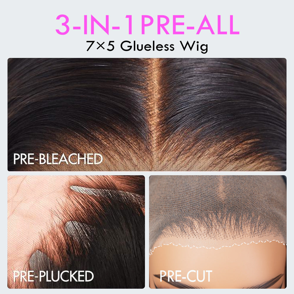 Onimehair™ Pre Everything Body Wave 7x5 Glueless Lace Closure / 13x6 Lace Front Wigs HD Transparent Lace Human Hair Beginner friendly Flash Sale