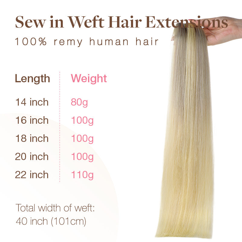 Platinum Blonde Balayage (17/22/60) Sew-In Weft Hair Extensions (80g-110g)