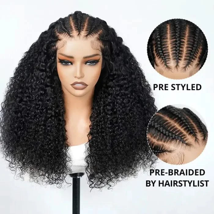 Curly Bob Wig Human Hair 13x4 HD Lace Front Wigs For Black Women Human Hair Pre Plucked Wear And Go Glueless Short Wet And Wavy Braided Wig Black Color - Onime Hair