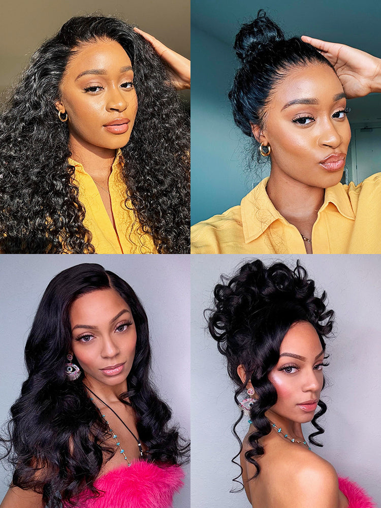 Onimehair™ 360 Lace Wear Go Pre-Bleached Straight Human Hair Glueless Wigs Pre-Plucked Lace Front Wig