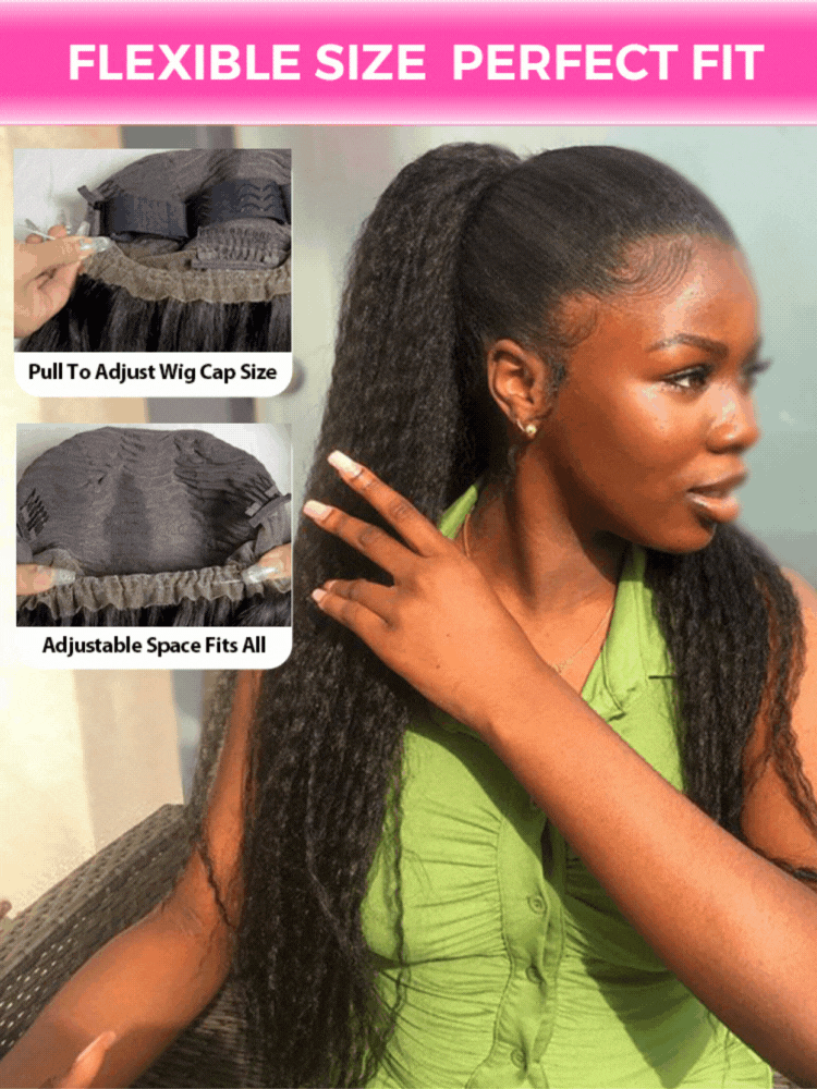 Onimehair™ 360 Fit Wig Pre-Bleached onimehair Straight Human Hair Pre-Cut 360 Lace Wear Go Glueless Wig Pre-Plucked
