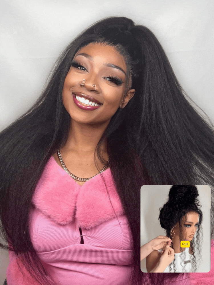 Onimehair™ 360 Fit Wig Pre-Bleached onimehair Straight Human Hair Pre-Cut 360 Lace Wear Go Glueless Wig Pre-Plucked