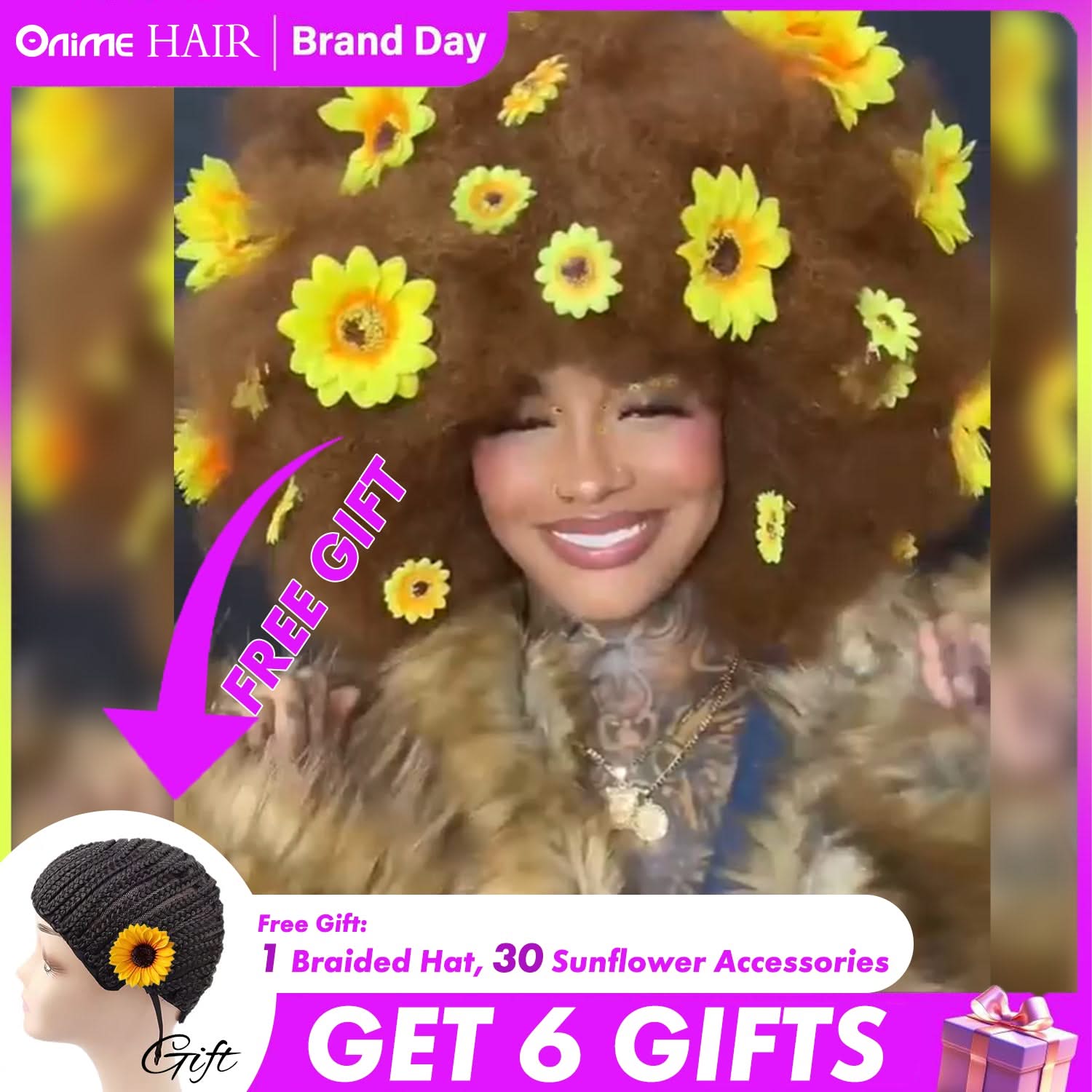🔥30 PCS Sunflower and 1PC headgear🔥 - Onime Hair