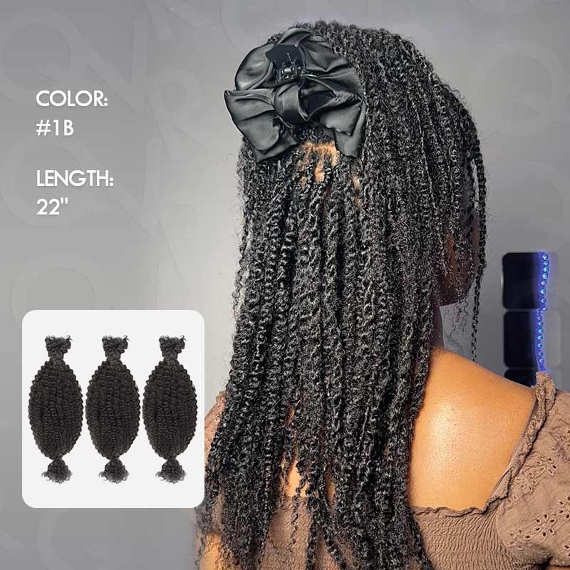Onimehair™  Upgraded Kinky Bulk Natural Black hair 4a/3c Extensions