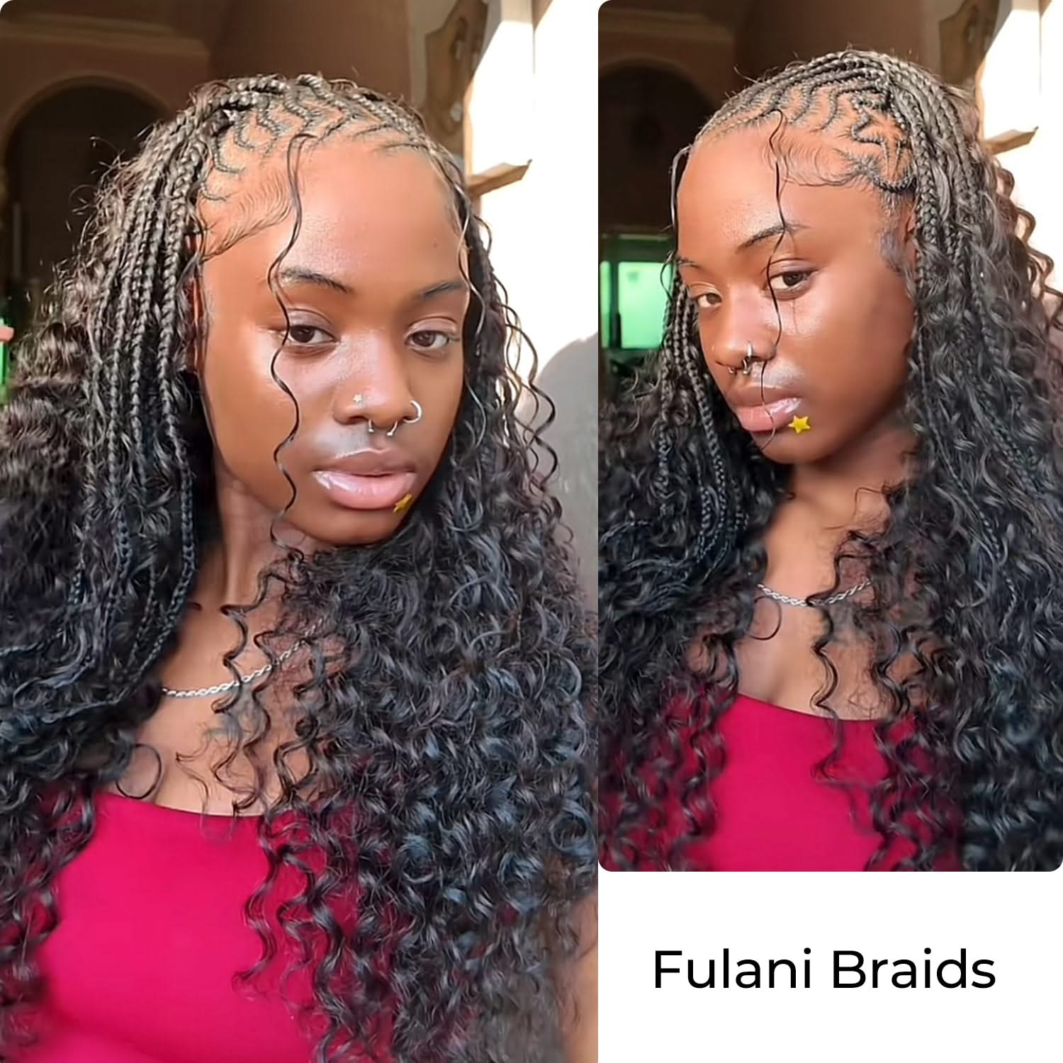 14-26” deep wavy human hair bundles in #1B natural black, showcasing big volume and a natural look.