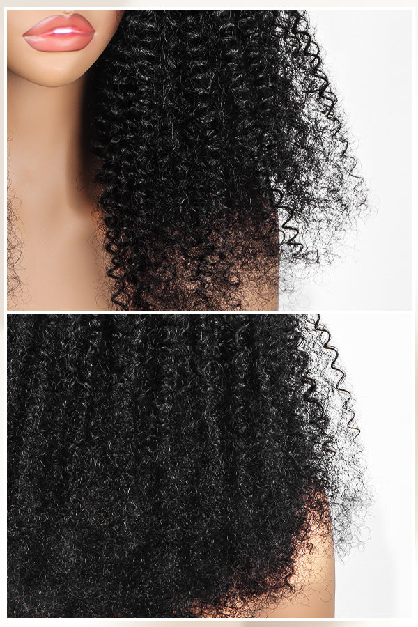 Onime Kinky Curly 3 In 1 Half Wig Beginner Friendly Glueless 3/4 Wig 100% Human Hair
