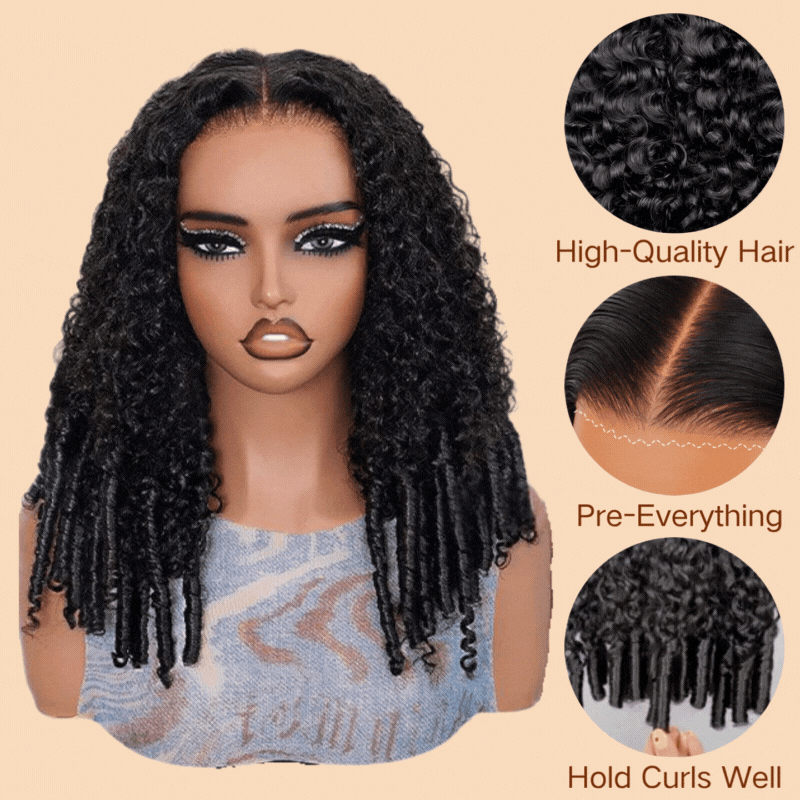 Onimehair™ Burmese Curly Spiral Curls End Glueless 13x6 Lace Wig Flexible Fit Drawstring Put On And Go Natural Hairline
