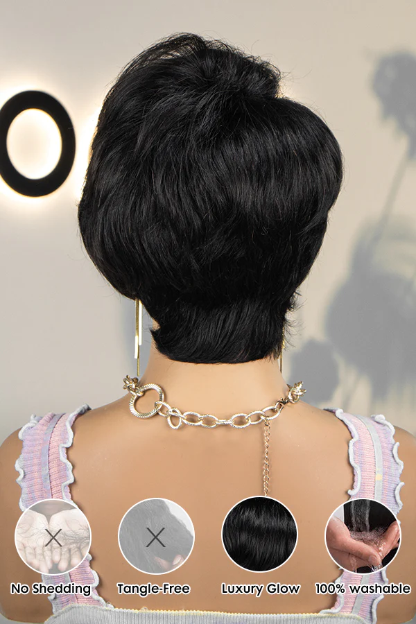 Onime Throw On & Go with Bangs Wig Pixie Cut Wig