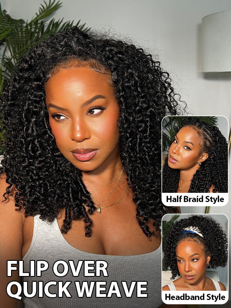Onimehair™ 3 In 1 Half Wig onimehair Curly Glueless Install Half Wig With Draw-string Beginner Friendly