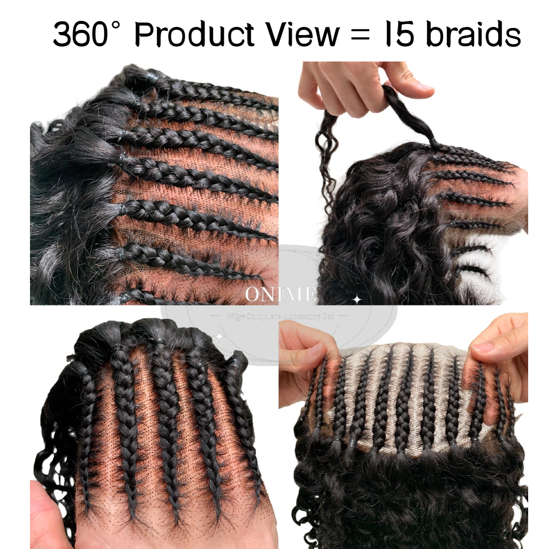 🔥( 15-Braids In Front )🔥Knotless Fulani Braids Deep Wave Glueless Ear-to-ear 13x4 Frontal HD Lace Wig Human HairFor Black Women - Onime Hair
