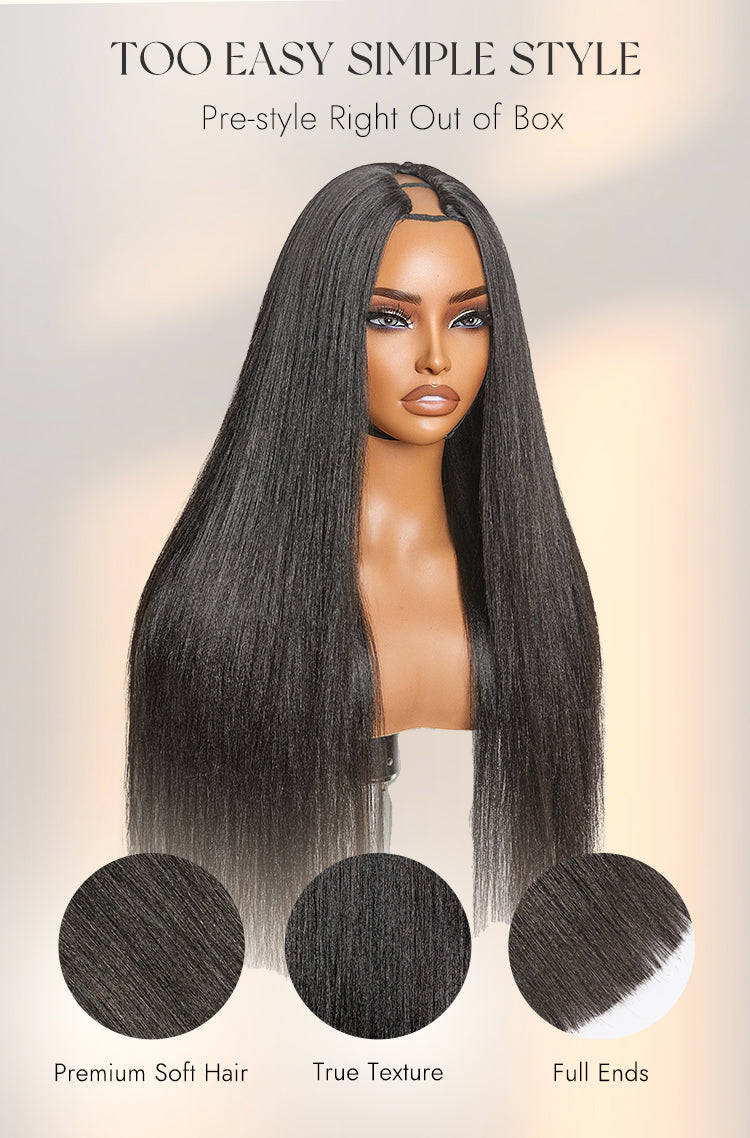 Luvme Too Easy Texture Yaki Straight Glueless V Part Flexi-Fit Drawstring Wig Beginner Friendly-11