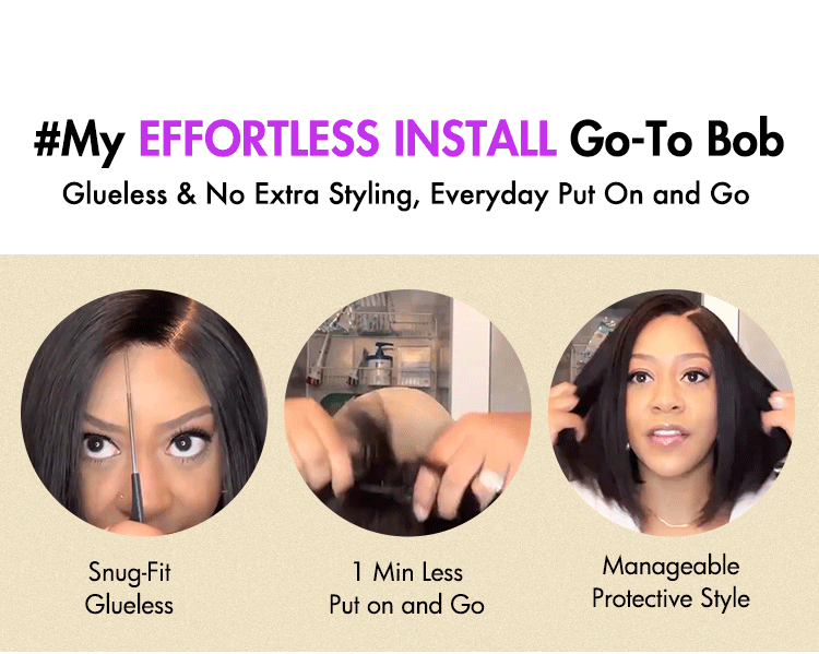 Ultra Natural Glueless Minimalist HD Lace C Part Bob Wig 100% Human Hair | Classic & Chic