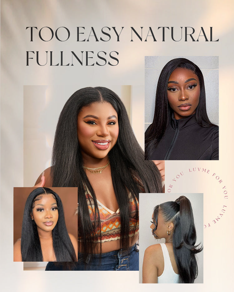 Luvme Too Easy Texture™ Wig Yaki Straight Glueless Flexi-Fit Drawstring 3-In-1 Half Wig Human Hair-13