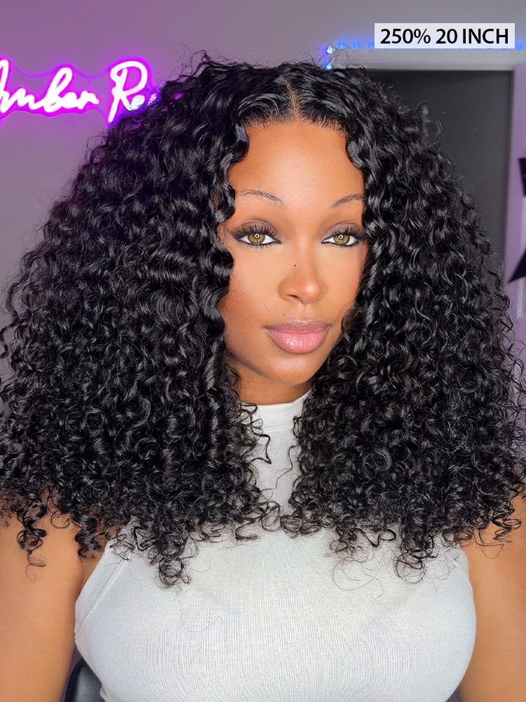 Onimehair™ Pre-bleached Wear Go Glueless Wig 7x5 Pre-cut HD Lace Burmese Curly Human Hair