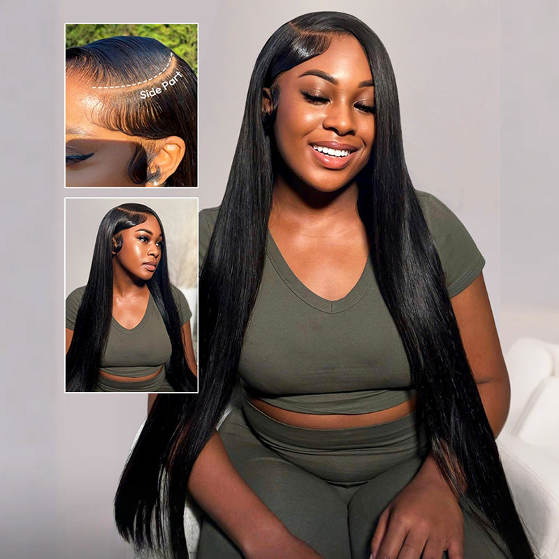 Onimehair™ | Pre Everything Straight Hair 13x6 Lace Frontal Glueless Wigs Put On & Go HD Transparent Lace Wig Flash Sale