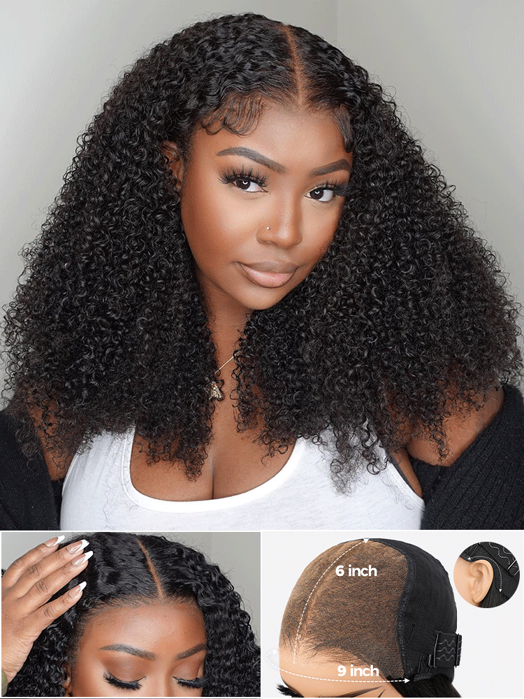 Onimehair™ Pre-cut 9x6 Lace M-cap Wear Go Glueless Mini Knots onimehair Curly Hair HD Lace Front Wig Pre-plucked