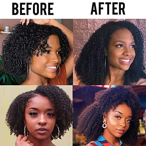 Onimehair™Extension Full Head For Black Women Burmese Curly Clip in Hair Extensions Real Human Hair Messy Curly Clip Ins for Women Brazilian Remy Human Hair Natural Black 12Inch
