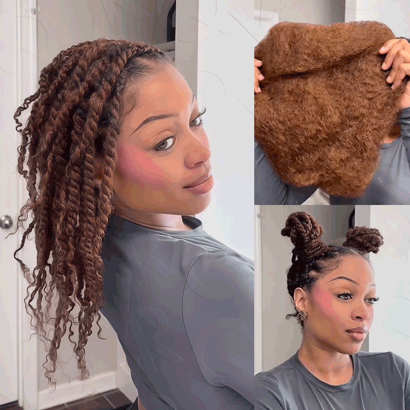 Onimehair™ Mixed Color #4/30 Afro Kinky Bulk Highlights #27/30 Human Hair - Onime Hair