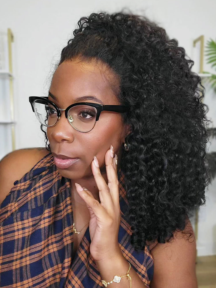 Onimehair™ Pre-bleached Wear Go Glueless Wig 7x5 Pre-cut HD Lace Burmese Curly Human Hair