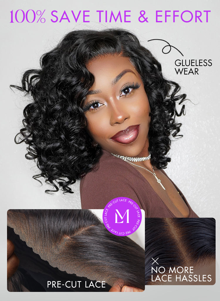 Luvme Hair Mature Bouncy Curl Left C Part Glueless Minimalist HD Lace Wig Pre-Cut Lace-19
