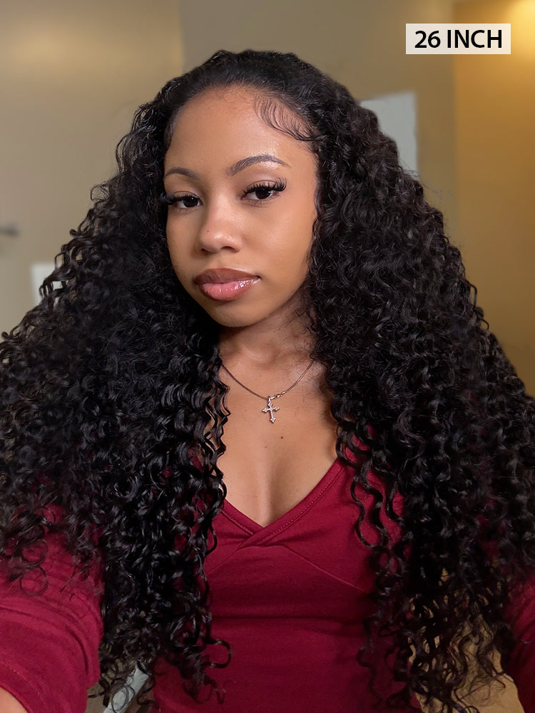 onimehair™ 3 In 1 Half Wig Water Wave Glueless Install Half Wig With Adjustable String Beginner Friendly 250%Density