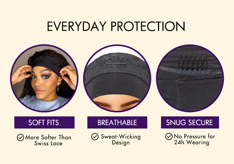 Throw On & Go Glueless Deep Wave No Lace Human Hair Headband Wig-02